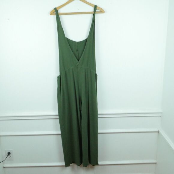 Natural Life Medium Overalls Carly Jumpsuit Linen Blend Olive Green Relaxed Boho - Picture 5 of 7